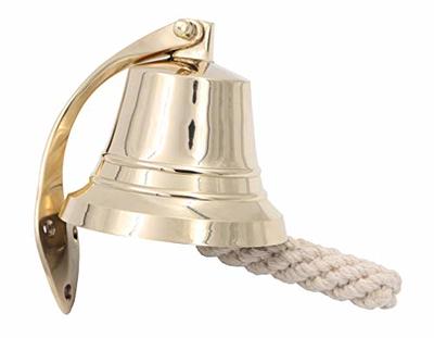 4 Inch Solid Brass Hanging Wall Bell with Rope for Ringing - Fully  Functional Nautical Decoration, Wall Mountable, Loud Ring, Gold Color