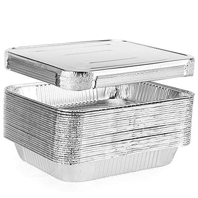 [5 Pack] Heavy Duty Full Size Deep Aluminum Pans with Lids Foil Roasting & Steam Table Pan 21x13 inch Deep Chafing Trays for Catering Disposable Large