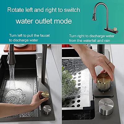 Kitchen Sink Black Stainless Steel Sink Washing, Draining and Cutting  3-in-1 Utility Sink Multi-functional Farmhouse sink with Kitchen Sink