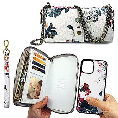  Wilken Genuine Leather iPhone Crossbody Wallet and Purse Phone  Case, Includes a Wristlet and Shoulder Strap