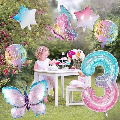 Butterfly Balloon 3rd Birthday Decorations for Girls, Gradient Pink Colorful  Butterfly Foil Balloon, Giant Number 3 Foil Mylar Balloon, 3 Years Old  Butterfly Theme Birthday Party Supplies Decor - Yahoo Shopping