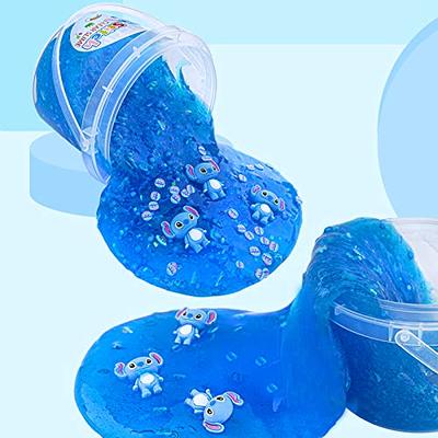 Clear Slime with 8 Add-ins, Blue Clear Jelly Cube Crunchy Slime for Kids,  Stress Relief