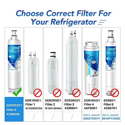 ICEPURE 4396508 Refrigerator Water Filter Compatible with Whirlpool 4396508,  4396510, Filter 5, EDR5RXD1, NL240V, WFL400, LC400V, 4392857, RWF0500A  1PACK - Yahoo Shopping