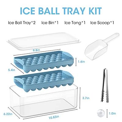 Round Ice Cube Tray with Lid and Bin, Easy Release Small Ice Ball Maker  Mold for Freezer with Container, Mini Circle Ice Tray 2 pack Making 66PCS