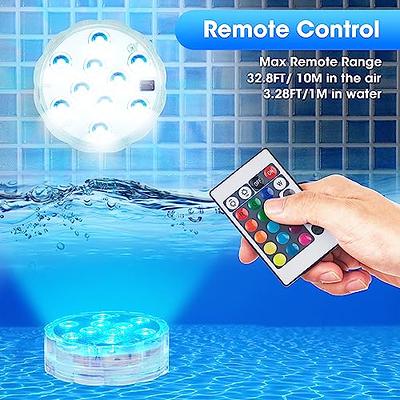 Rechargeable Submersible LED Lights with Remote, USB Color Changing Bathtub  Light with Magnet Suction Cups, Waterproof Underwater Pool Lights for