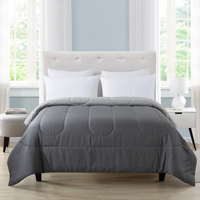 Mainstays Reversible Microfiber Comforter, Navy, Twin/Twin XL