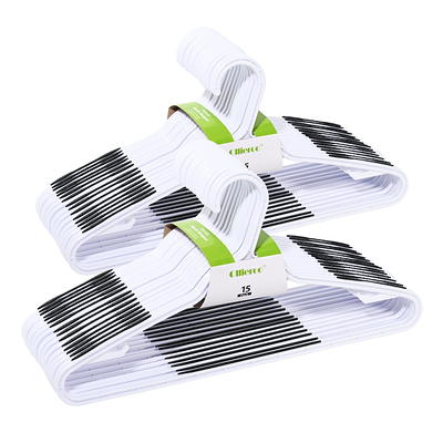 Mainstays Durable Plastic Rubber Strips Non-Slip Clothing Hangers - White - 30 Pack