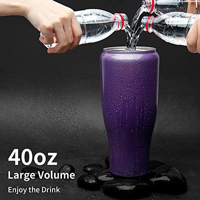 LAOION 40 oz Tumbler with Handle and Straw,Stainless Steel Mug with Leak  Proof Screw Seal Lid,Dual Insulated Large Cup with handle,Keeps Drinks Cold  for 24 Hrs,Sweat Proof,BPA Free-Glitter Purple - Yahoo Shopping