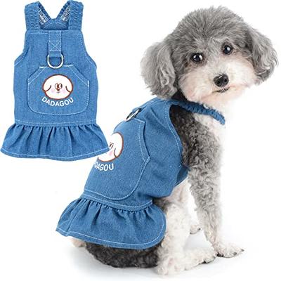 Zunea Denim Dog Dresses for Small Dogs Girls Summer Puppy Harness