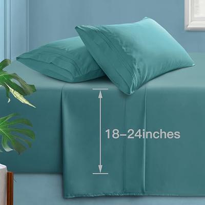 SiinvdaBZX Extra Deep Pocket Queen Sheets for Air Mattress - 4 Piece Teal  Deep Pocket Sheets Queen Size - Fits Mattress 18-24 Inches Deep - Soft 1800