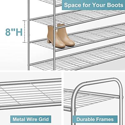 SONGMICS 8-Tier Shoe Rack Shoe Organizer 32-40 Pairs Shoes Metal Shoe  Storage for Garage Entryway Set of 2 4-Tier Stackable Shoe Shelf with  Adjustable Flat or Angled Shelves Gray 