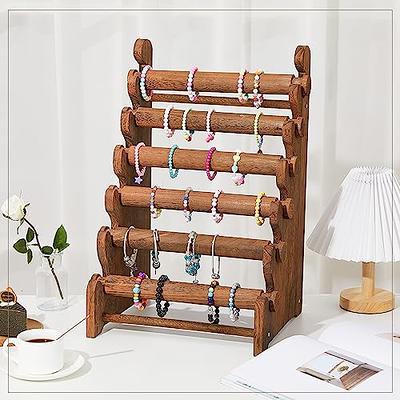  MOOCA 4-Tier Wooden Jewelry Display, Jewelry Stand, Bracelet  Holder,Bracelets, Necklaces, Watches, Bangles Holder Stand, Accessory  Display Storage Organizer, Coffee Color : Clothing, Shoes & Jewelry