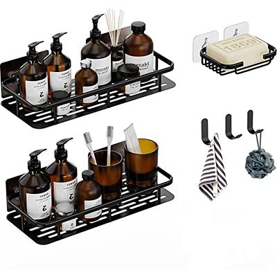 ACMETOP Adhesive Shower Caddy 3-Pack Shower Organizer No Drilling Shower  Shelves with 3 Hooks & Soap Holder, Rustproof SUS304 Stainless Steel  Bathroom