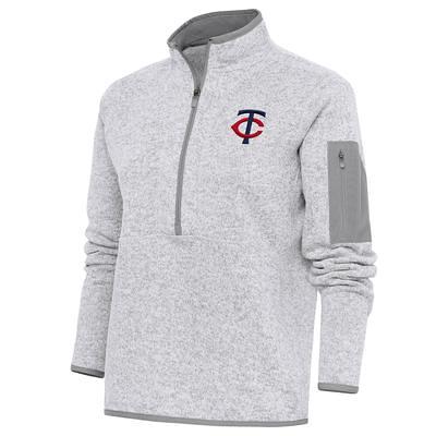 Minnesota Twins Antigua Women's Victory Raglan Sleeve Pullover Hoodie -  Heather Gray/Navy