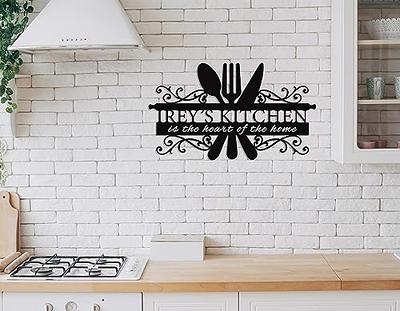 Personalized Kitchen Wall Art Custom Name with Utensils Wall