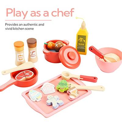 Wooden Pot and Pan Set, Play Kitchen Accessories, Pretend Play Gift for  Kids 