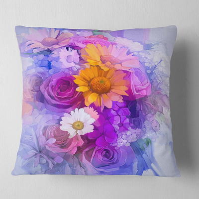 Designart Large Orange Gerbera on White - Floral Throw Pillow - 18x18