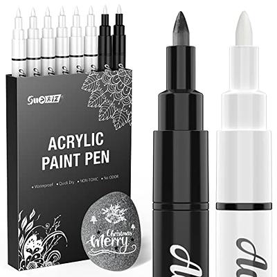 Jr.White Acrylic Paint Marker Pens, Paint Pens for Rocks Painting, Wood,  Fabric, Plastic, Canvas, Glass, Mugs, DIY Arts Crafts