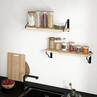 Forbena Black Floating Shelves Bathroom Set of 3, Wooden Wall Book Shelves,  Rustic Shelf for Storage, Bathroom Organizer, Living Room, Kitchen, Office