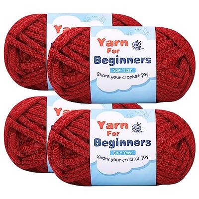 3 Pack Beginners Crochet Yarn, Green Oarnge Yellow Yarn for Crocheting Knitting Beginners, Easy-to-See Stitches, Chunky Thick Bulky Cotton Soft Yarn