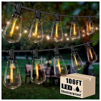 DAYBETTER Outdoor String Lights,100ft,with 50 G40 Edison Vintage  Bulbs,Waterproof for Patio Garden Gazebo Bistro Cafe Backyard