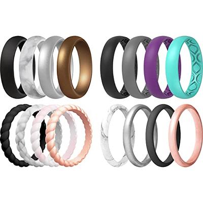 Rinfit Silicone Rings For Women - Silicone Wedding Bands Sets For Her -  Patented Design Rubber Wedding Rings - 4Love Collection