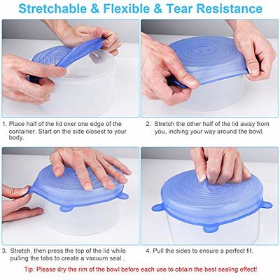 6Pcs/Set Transparent Silicone Kitchen Utensils Fresh-keeping Stretch  Universal Bowl Cover Refrigerator Microwave Oven Sealed