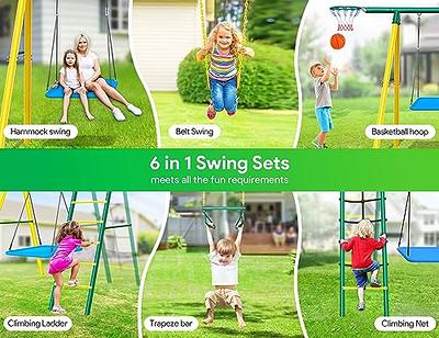 4in1 Swings Set: Rope ladder + Gymnastic rings + Disc swing +