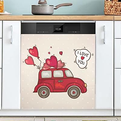 Valentines Day Red Car Dishwasher Magnet Cover 23x26inch, Heart Cute  Vintage Magnetic Stickers Kitchen Appliances Door Decal Panels for  Refrigerator Washing Machine Decorative Covers - Yahoo Shopping