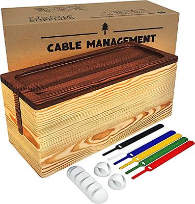 NATURE SUPPLIES, Real Natural Wood Small Cable Management Box, Cord  Organizer Box for Power Strips, Adapters, Chargers, USB Hub, Cable Storage  Box with Accessories Included