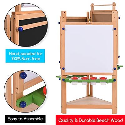 Wooden Easel for Kids 3 in 1 Kids Easel with Paper Roll Adjustable Height Art Easel Chalkboard & Whiteboard Drawing Easel for Kids Toddlers.