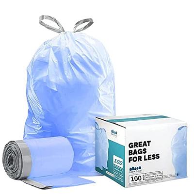 Plasticplace 5 Gallon Drawstring Trash Bags - White (100 Count)