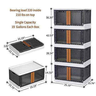 Closet Organizers and Storage, Folding Storage Box, Collapsible Totes, 4  Packs 8.4 Gal Clear Storage Bins, Stackable Storage Container, Shelves  Organizer for Home 