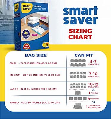 Smart Storage Vacuum Storage Bags, 16 Pack Space Saver Bags for Clothes,  Pillows & Bedding, Travel Luggage | Vacuum Seal Storage Bags