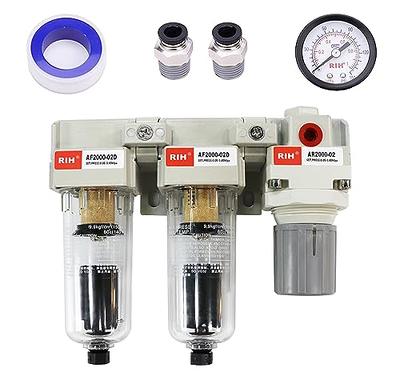 RIH Pneumatics DFR-03 3/8'' NPT Compressed Air Double Filter & Regulator, Air  Drying System, Air Compressor Water Separator, Semi -Auto Drain, Poly Bowl,0-150  psi Gauge, 5 Micron Brass Element - Yahoo Shopping