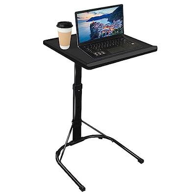 Portable Foldable Comfortable TV Tray Table - Laptop, Eating, Drawing Tray Table Stand - Adjustable Tray - Sliding Adjustable Cup Holder - White