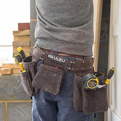 TOURBON Heavy Duty Tool Belt Pouch for Electricians Carpenter Contractor  Leather