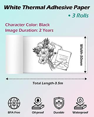 Phomemo White Self-Adhesive Thermal Paper, Glossy Printable Sticker Paper for Phomemo M02/M02 Pro/M02S Bluetooth Pocket Mobile Printer, Black on White