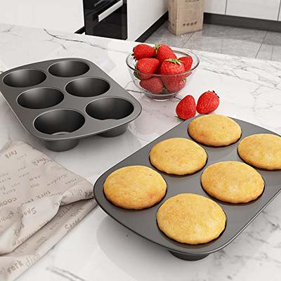 Tiawudi 2 Pack Nonstick Muffin Pan, Carbon Steel Cupcake Pan, 6