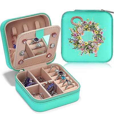 SruhToo Women's Travel Jewelry Box, PU Leather Letter Small Jewelry  Organizer for Female Girls, Valentine's Day Birthday Gift for Mother with  Mirror (Blue) - Yahoo Shopping