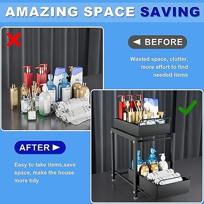 1pc Under Sink Organizer, 2-Tier L-Shape Sliding Under Sink Organizers And  Storage, Narrow Space Under Counter Storage Pull Out Under Sink Cabinet Dra