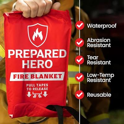 Prepared Hero Emergency Fire Blanket - 8 Pack - Fire Suppression Blanket  for Kitchen, 40” x 40” Fire