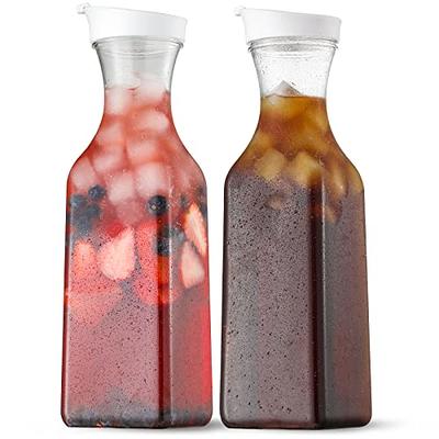 NETANY 50 Oz Water Carafe with Flip Top Lid, Set of 2 Square Base  Containers, Clear