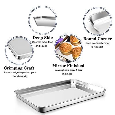 P&P CHEF Large Baking Sheet Pan for Oven, Stainless Steel Cookie Sheet Tray  Bakeware, Rectangle 16 x 12 x 1 Inch, Corrugated Bottom & Mirror Finished