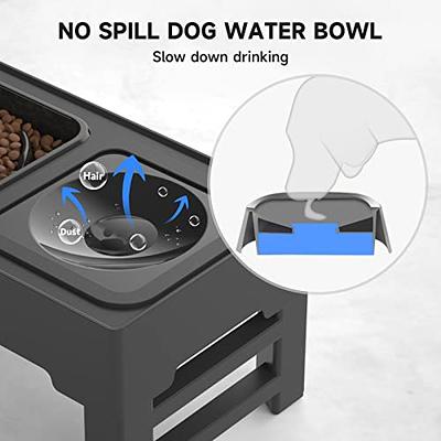 Elevated Dog Bowls, Adjustable Raised Dog Bowls with No Spill Dog