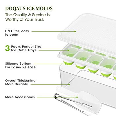  DOQAUS Ice Cube Tray with Lid and Bin, 3 Pack Silicone Plastic  Ice Cube Trays for Freezer with Ice Box, Ice Trays with Ice Container,  Stackable Ice Tray with Storage Ice