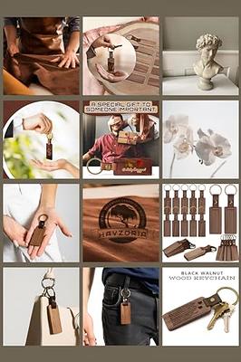 20 Unfinished Wooden Walnut Wooden Keychain With Rectangle Leather