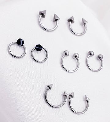 Ruifan 8PCS Surgical Steel CBR Nose Septum Horseshoe Earring
