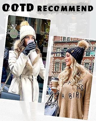 FURTALK Womens Winter Knitted Beanie Hat with Faux Fur Pom Warm