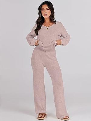 EFAN Womens Lounge Wear Sets Matching 2 Piece Sweatsuits Fall Trendy Sweat  Suits Outfits Cozy Knit Sweater Loungewear at  Women's Clothing store